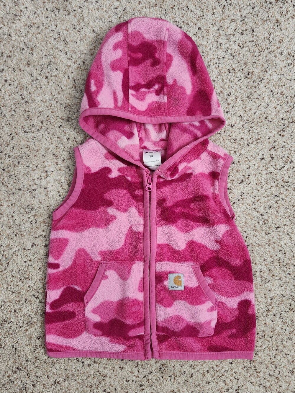 Carhartt Pink Camo Hooded Baby Girls Fleece Vest